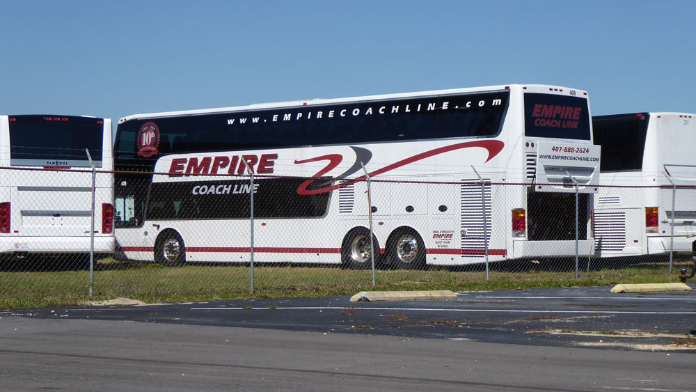 The Van Hool facility in Florida with an Empire Coach Line Astromega on